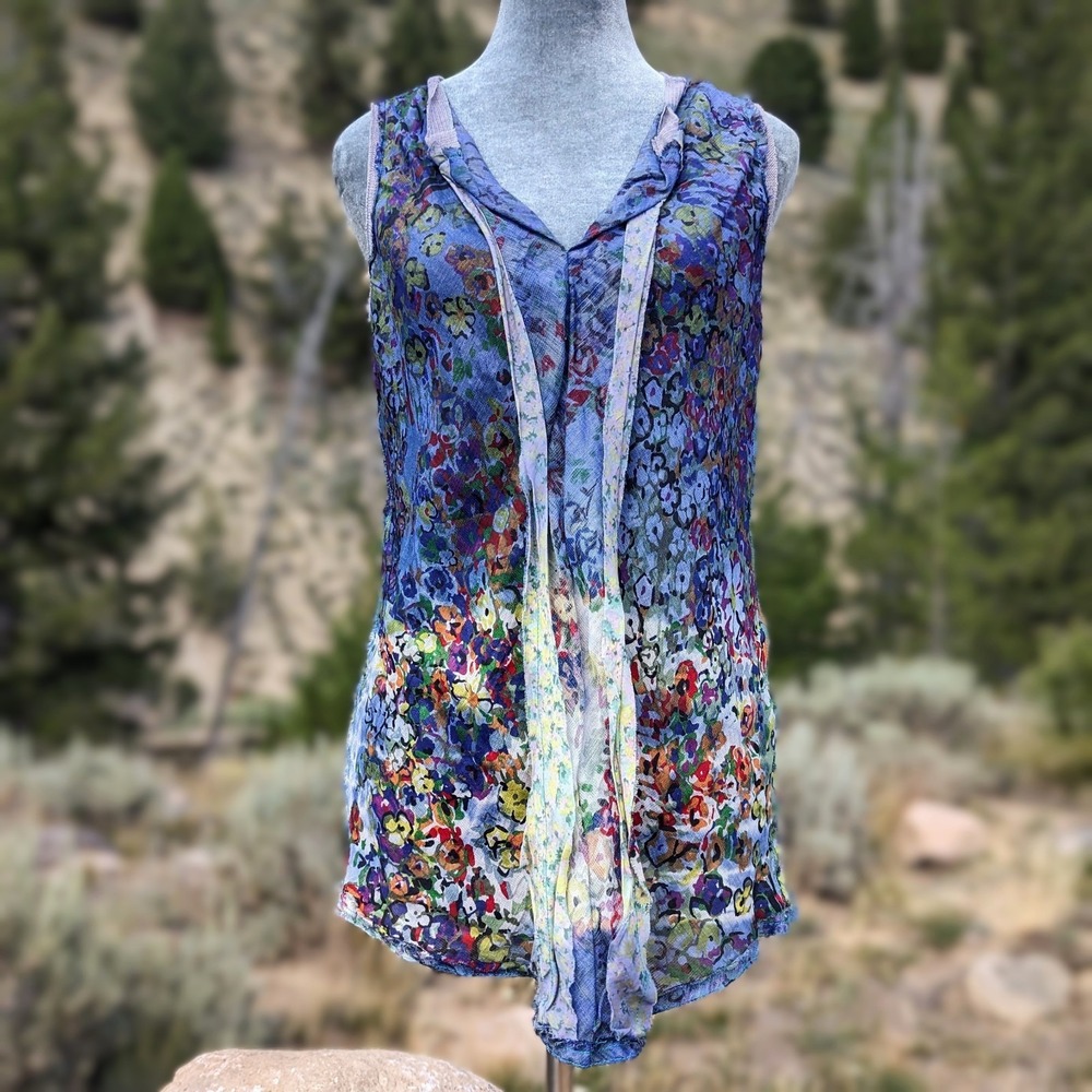 Gregory Parkinson Silk Linen Top S Boho Ruffle Art To Wear Lagenlook‎ Blouse